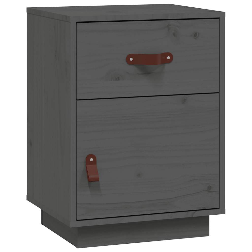 Noćni ormarići 2 kom sivi 40 x 34 x 55 cm od masivne borovine