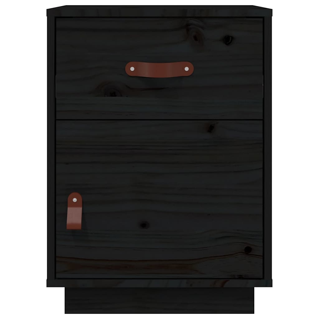Noćni ormarići 2 kom crni 40 x 34 x 55 cm od masivne borovine