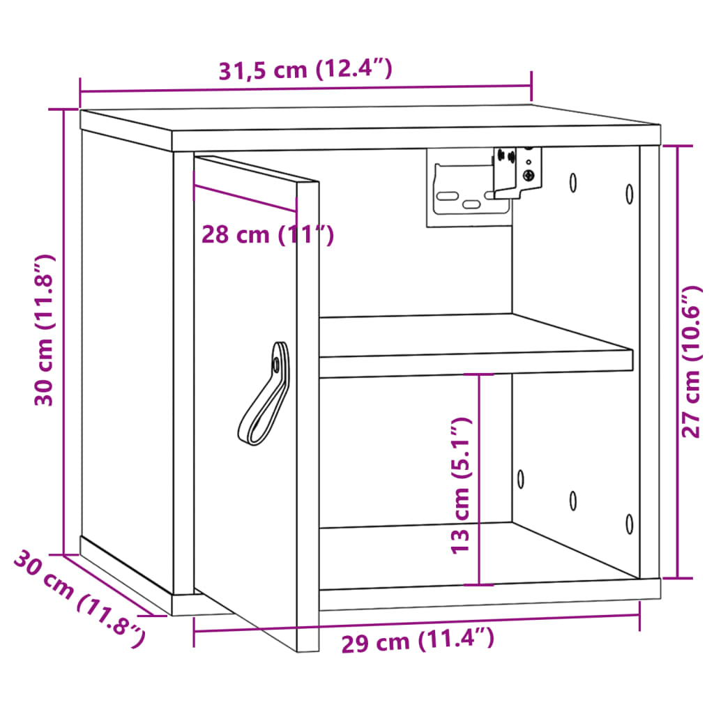 Zidni ormarići 2 kom boja meda 31,5x30x30 cm masivna borovina