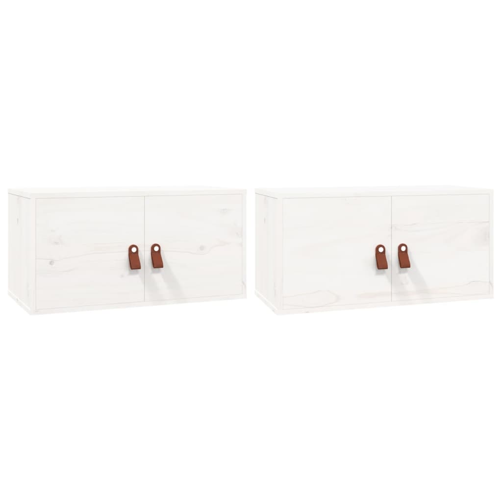 Zidni ormarići 2 kom bijeli 60 x 30 x 30 cm od masivne borovine