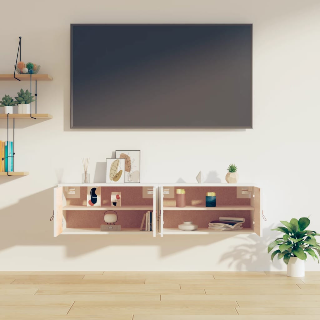 Zidni ormarići 2 kom bijeli 60 x 30 x 30 cm od masivne borovine