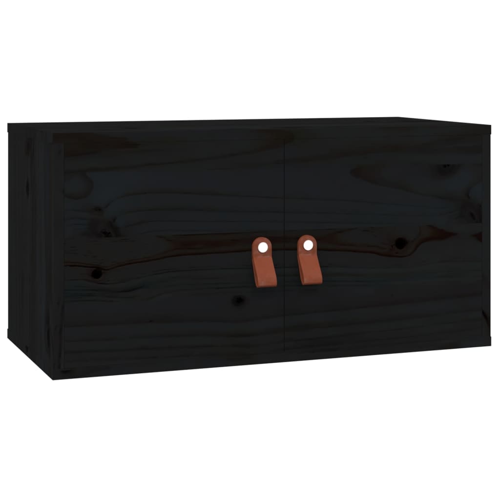 Zidni ormarići 2 kom crni 60x30x30 cm od masivne borovine