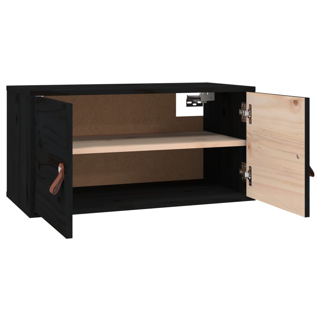 Zidni ormarići 2 kom crni 60x30x30 cm od masivne borovine