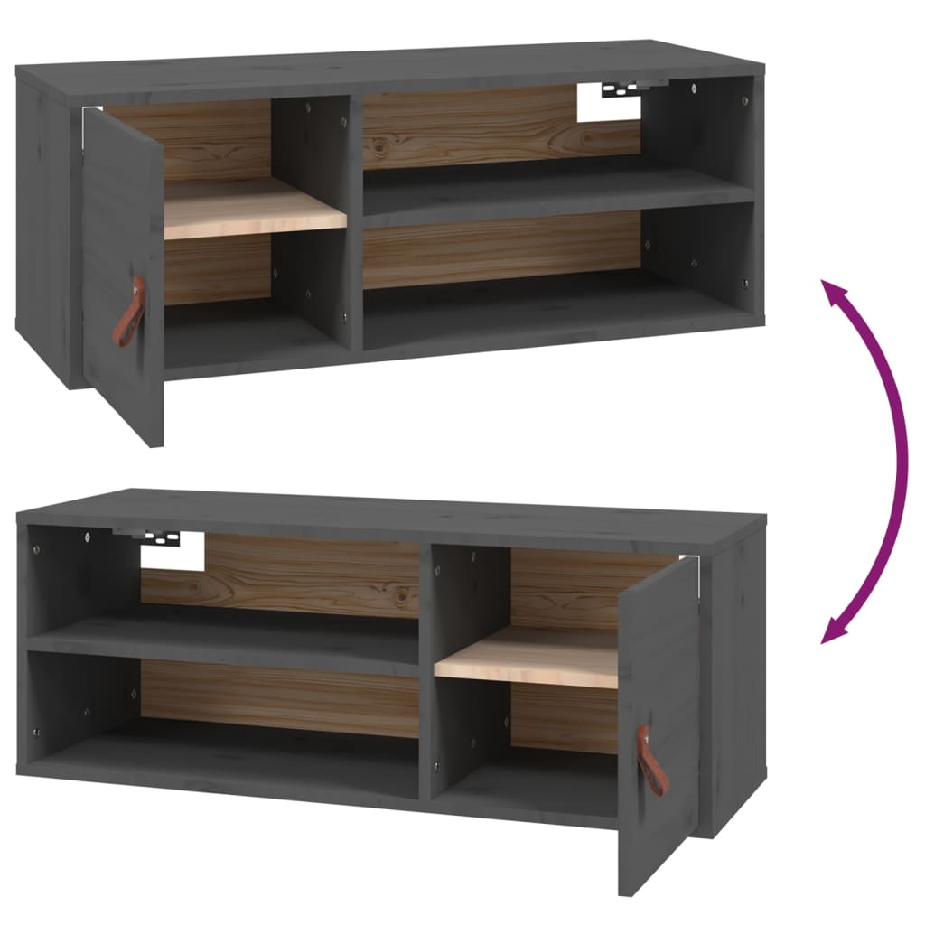 Zidni ormarići 2 kom sivi 80 x 30 x 30 cm od masivne borovine