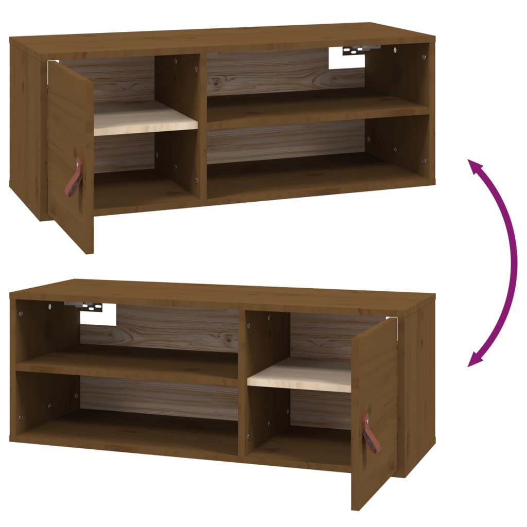 Zidni ormarići 2 kom boja meda 80x30x30 cm od masivne borovine