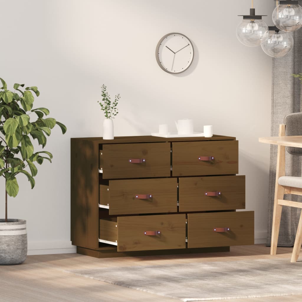 Komoda smeđa boja meda 100 x 40 x 75 cm od masivne borovine