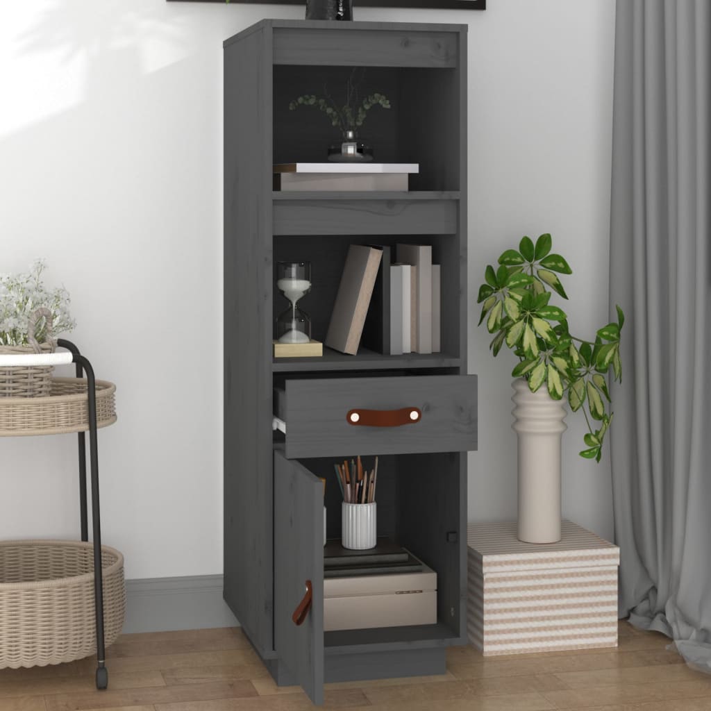 Visoka komoda siva 34 x 40 x 108,5 cm od masivne borovine
