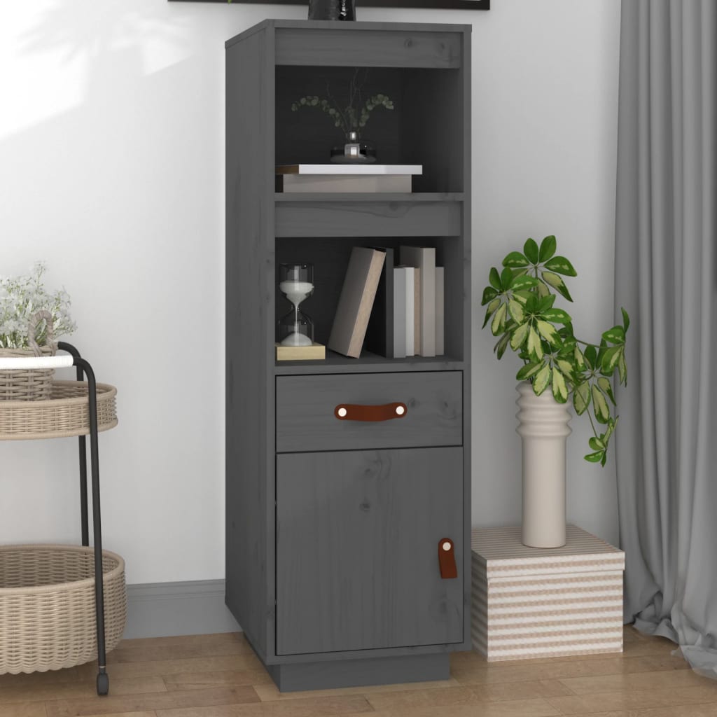 Visoka komoda siva 34 x 40 x 108,5 cm od masivne borovine
