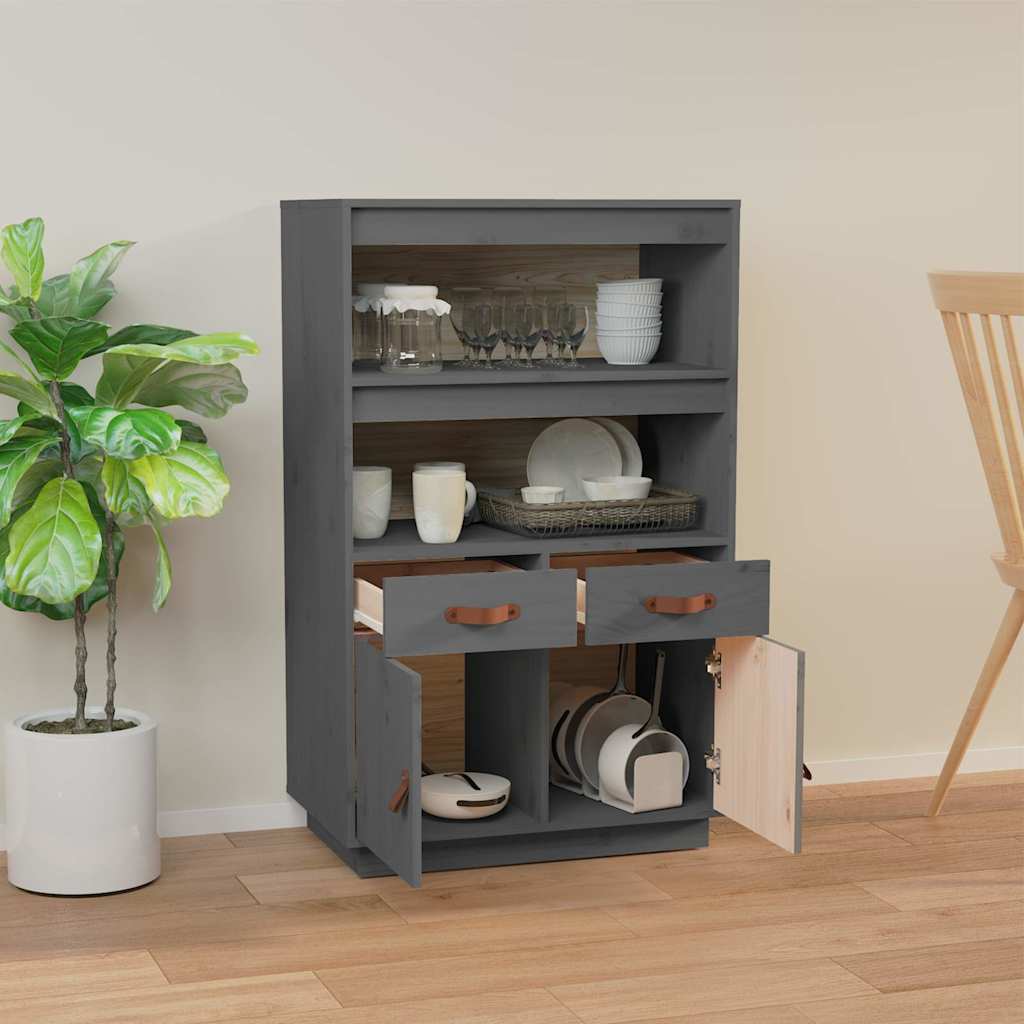 Visoka komoda siva 67 x 40 x 108,5 cm od masivne borovine