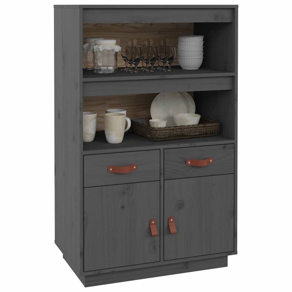 Visoka komoda siva 67 x 40 x 108,5 cm od masivne borovine