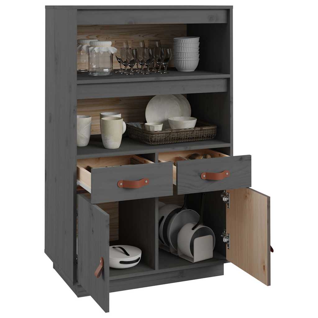 Visoka komoda siva 67 x 40 x 108,5 cm od masivne borovine