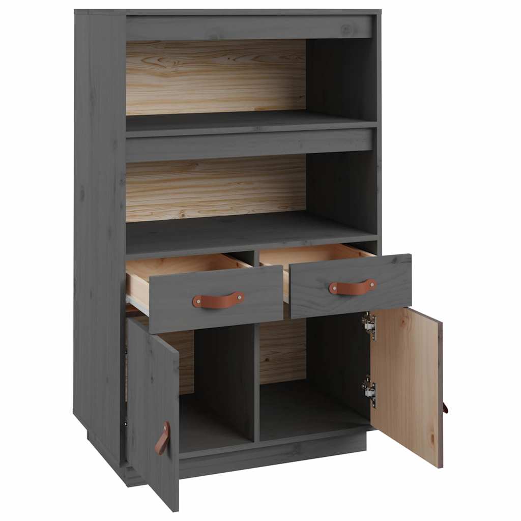 Visoka komoda siva 67 x 40 x 108,5 cm od masivne borovine