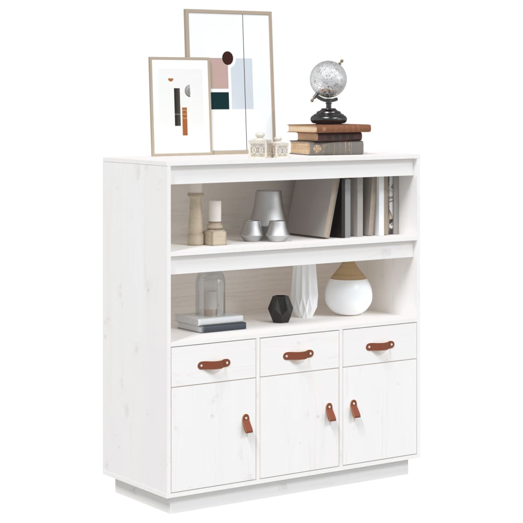 Visoka komoda bijela 100 x 40 x 108,5 cm od masivne borovine