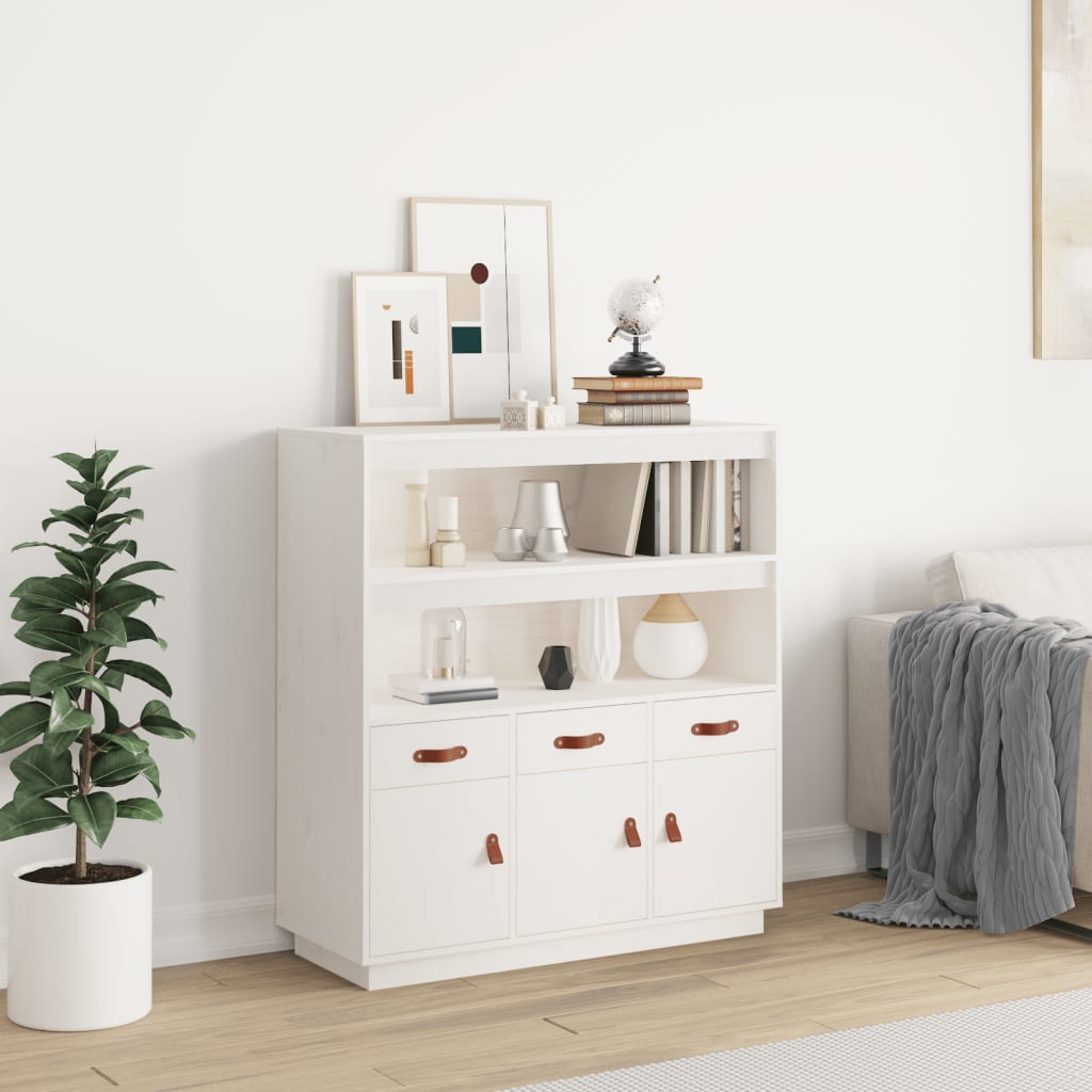 Visoka komoda bijela 100 x 40 x 108,5 cm od masivne borovine