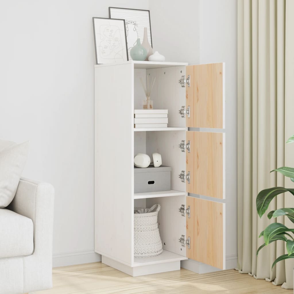 Visoka komoda bijela 34 x 40 x 108,5 cm od masivne borovine