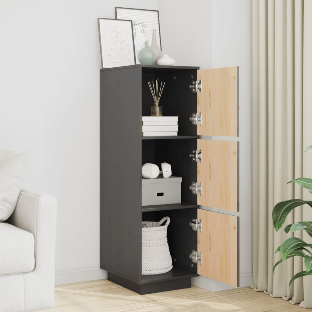 Visoka komoda siva 34 x 40 x 108,5 cm od masivne borovine