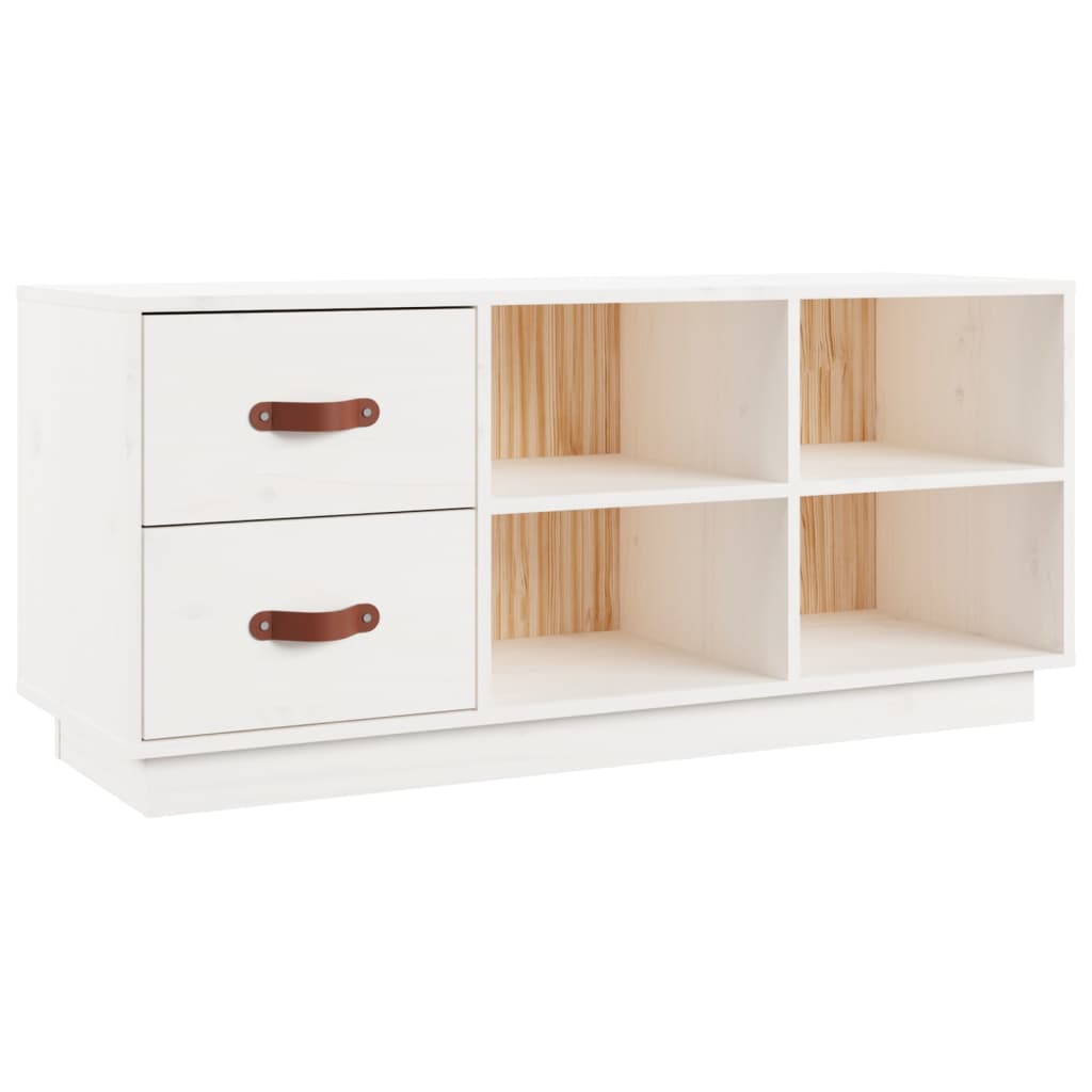 Klupa za cipele bijela 100 x 34x 45 cm od masivne borovine