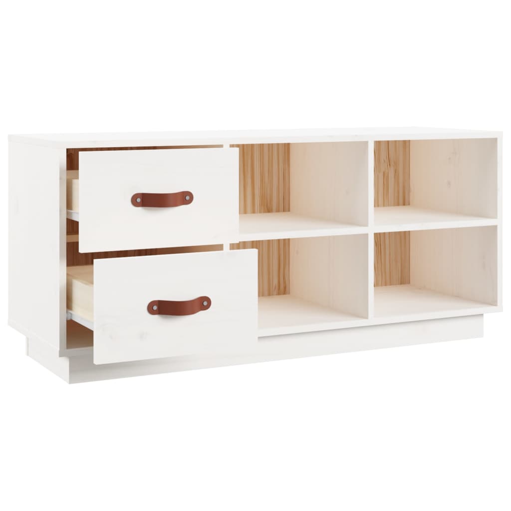 Klupa za cipele bijela 100 x 34x 45 cm od masivne borovine