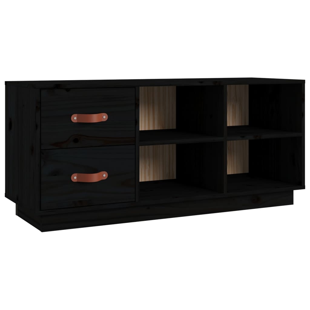 Klupa za cipele crna 100 x 34 x 45 cm od masivne borovine