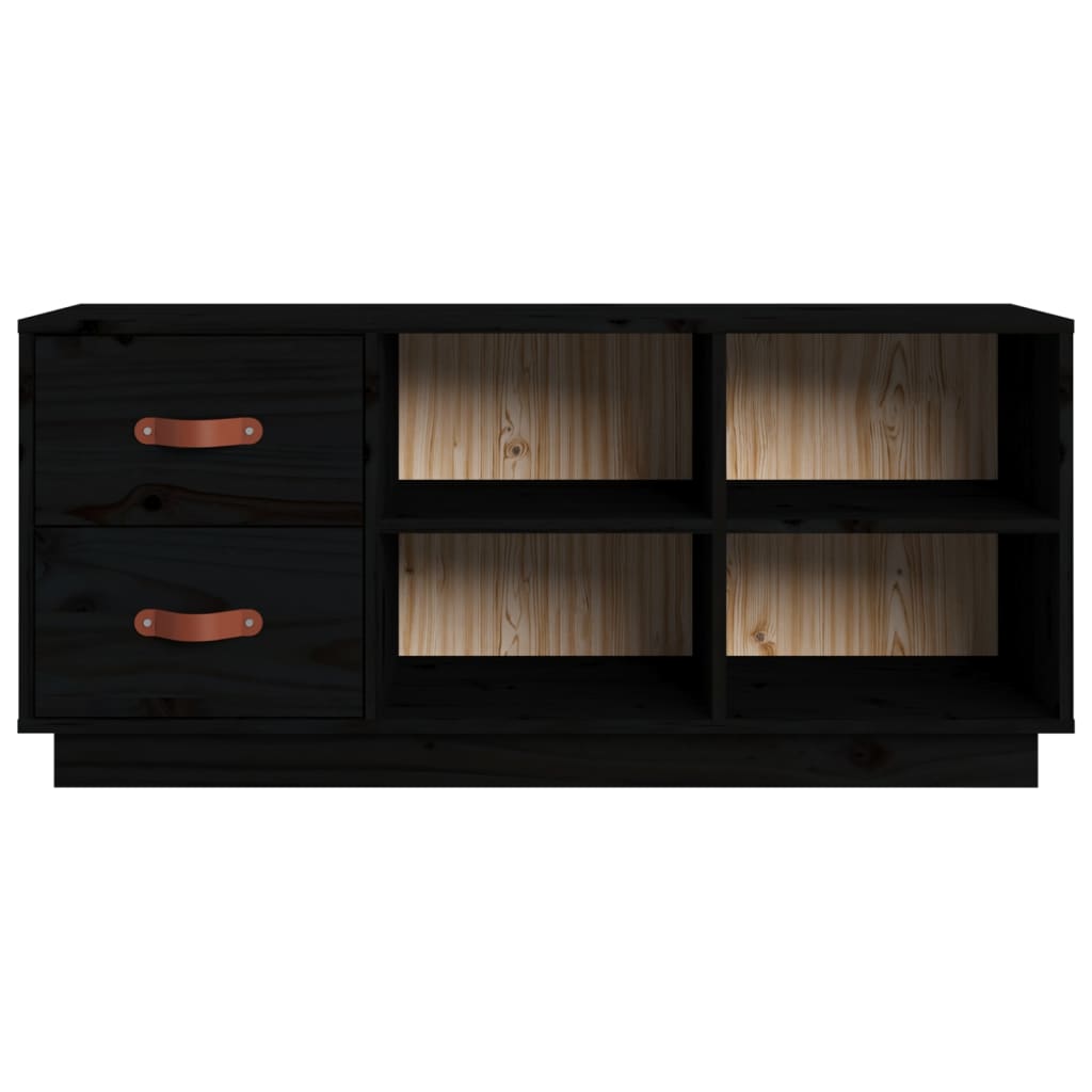 Klupa za cipele crna 100 x 34 x 45 cm od masivne borovine