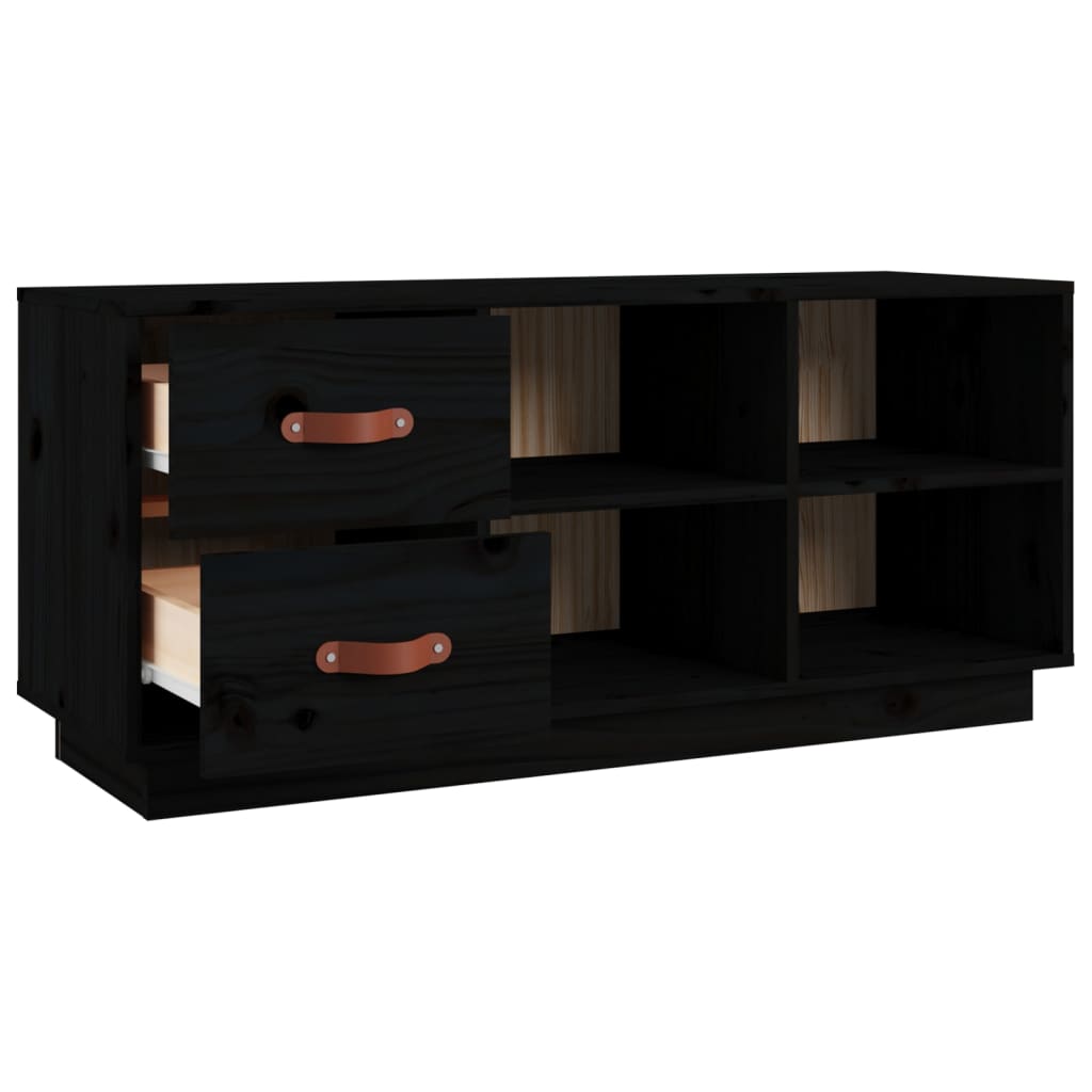 Klupa za cipele crna 100 x 34 x 45 cm od masivne borovine