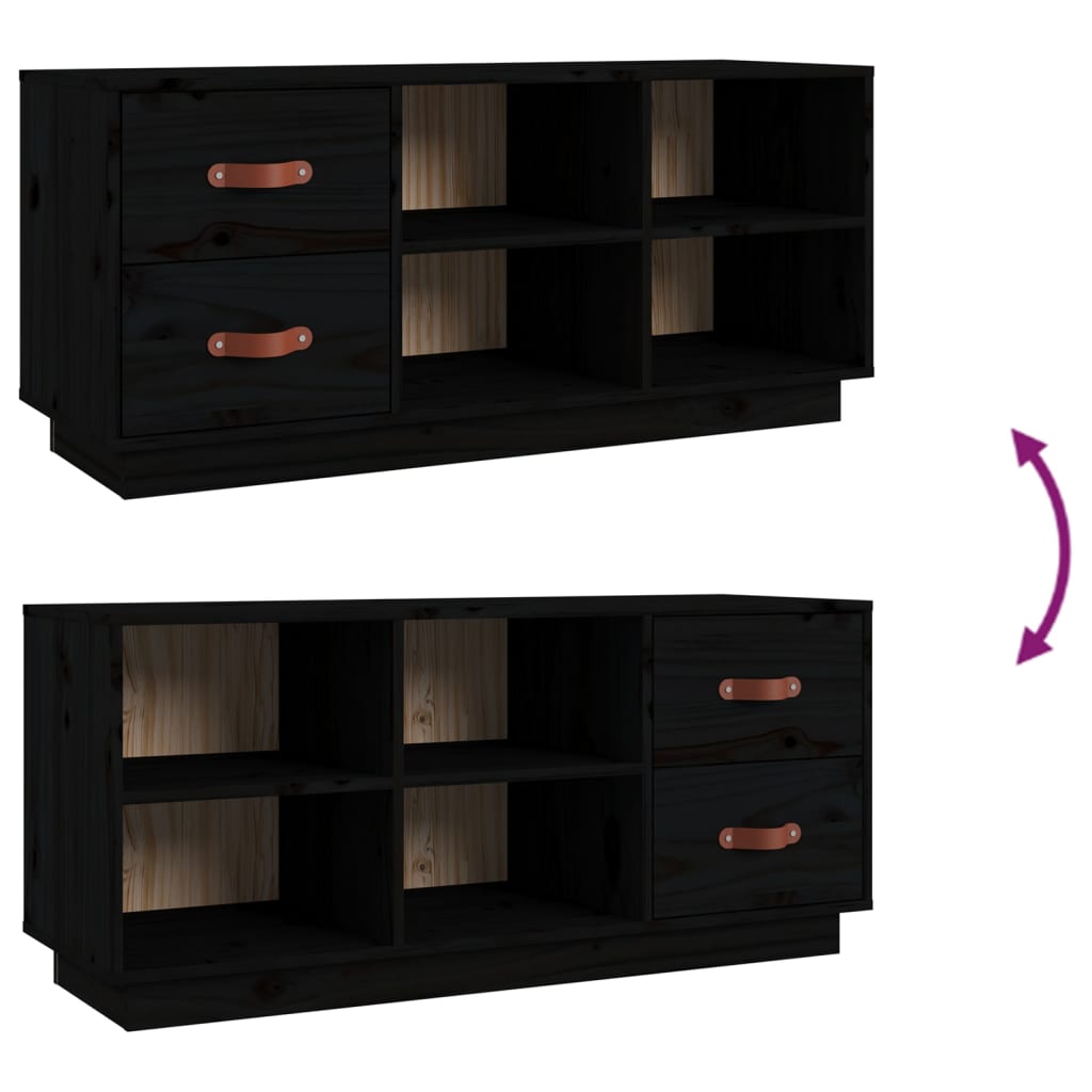 Klupa za cipele crna 100 x 34 x 45 cm od masivne borovine