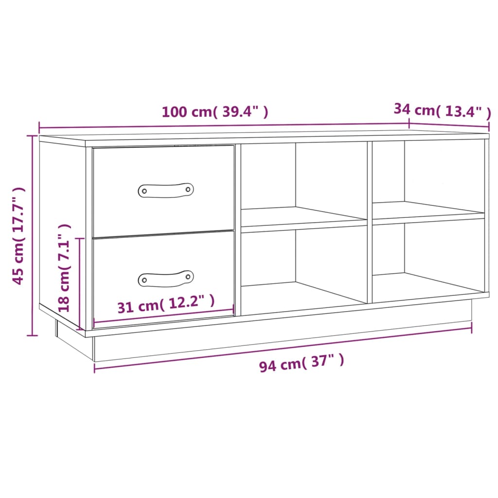 Klupa za cipele crna 100 x 34 x 45 cm od masivne borovine