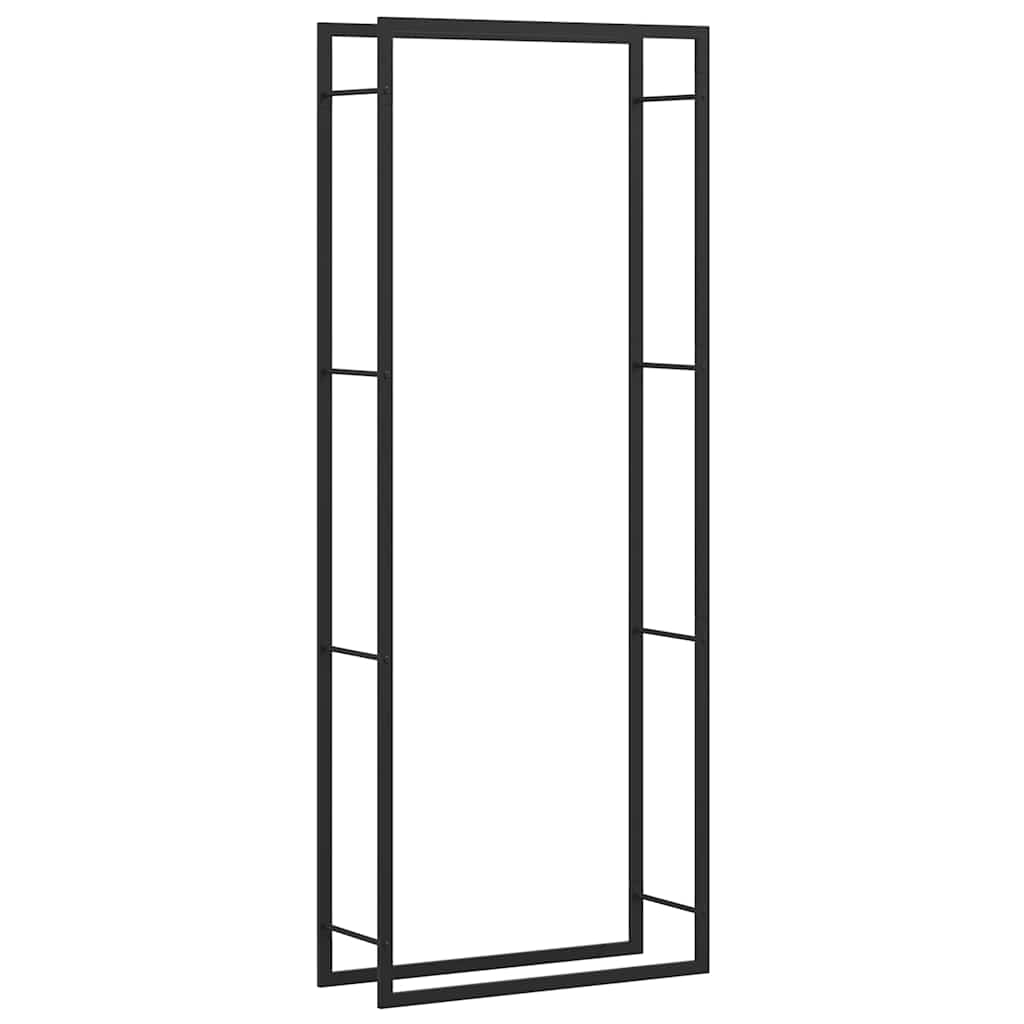 Stalak za drva za ogrjev mat crni 80x28x222 cm čelik