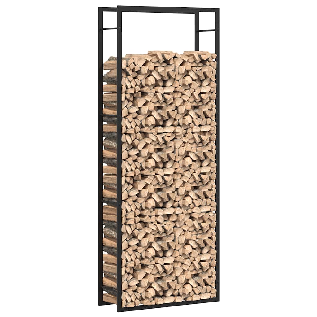Stalak za drva za ogrjev mat crni 80x28x222 cm čelik
