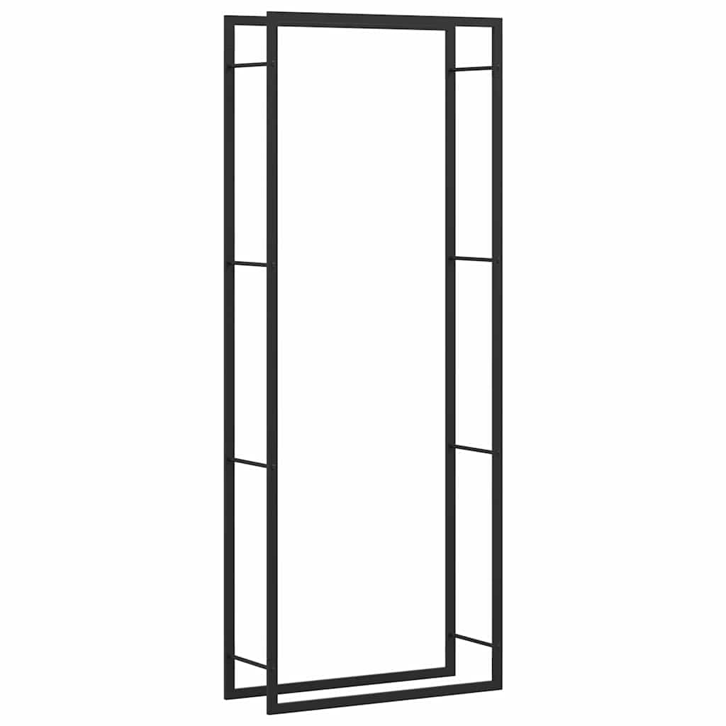 Stalak za drva za ogrjev mat crni 80x28x222 cm čelik