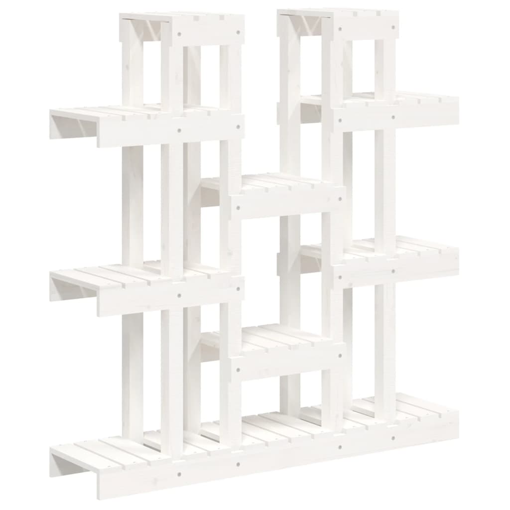 Stalak za biljke bijeli 104,5 x 25 x 109,5 cm masivna borovina