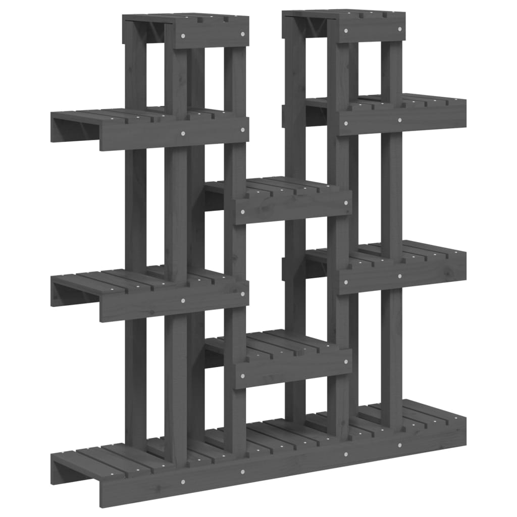 Stalak za biljke sivi 104,5 x 25 x 109,5 cm od masivne borovine