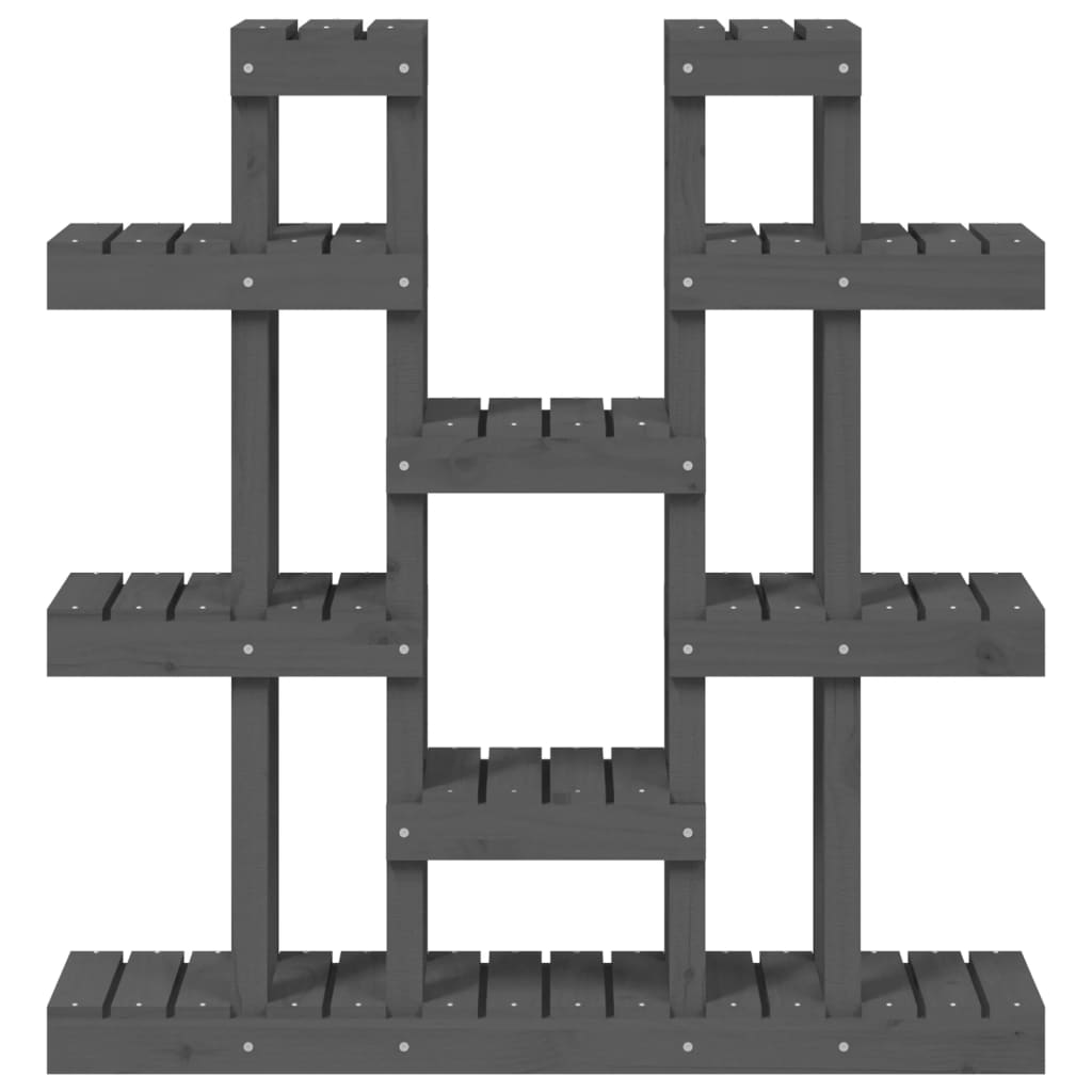 Stalak za biljke sivi 104,5 x 25 x 109,5 cm od masivne borovine