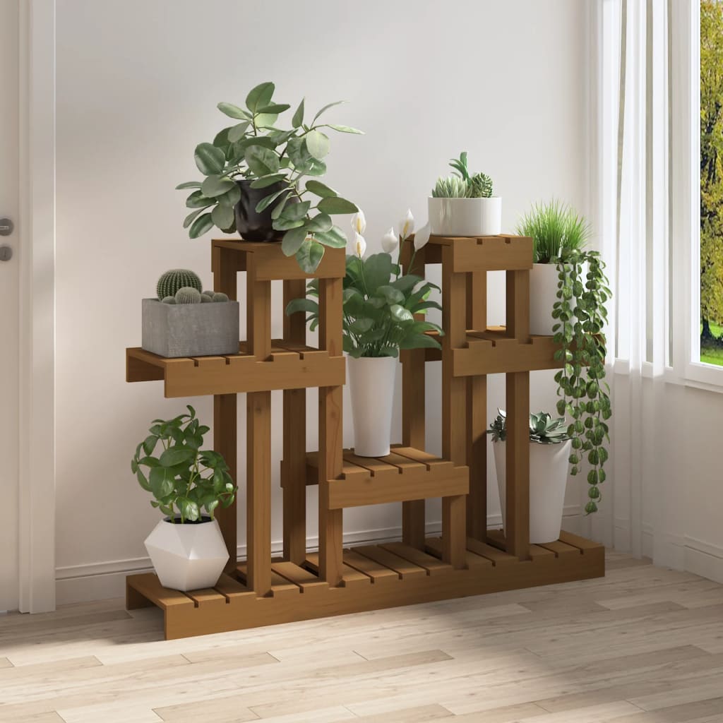 Stalak za biljke boja meda 104,5x25x77,5 cm od masivne borovine