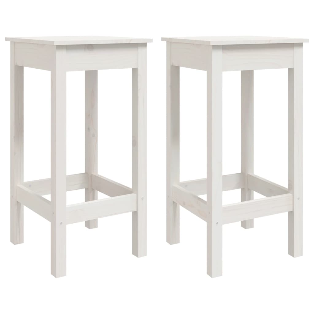 Barske stolice 2 kom bijela 40 x 40 x 78 cm od masivne borovine