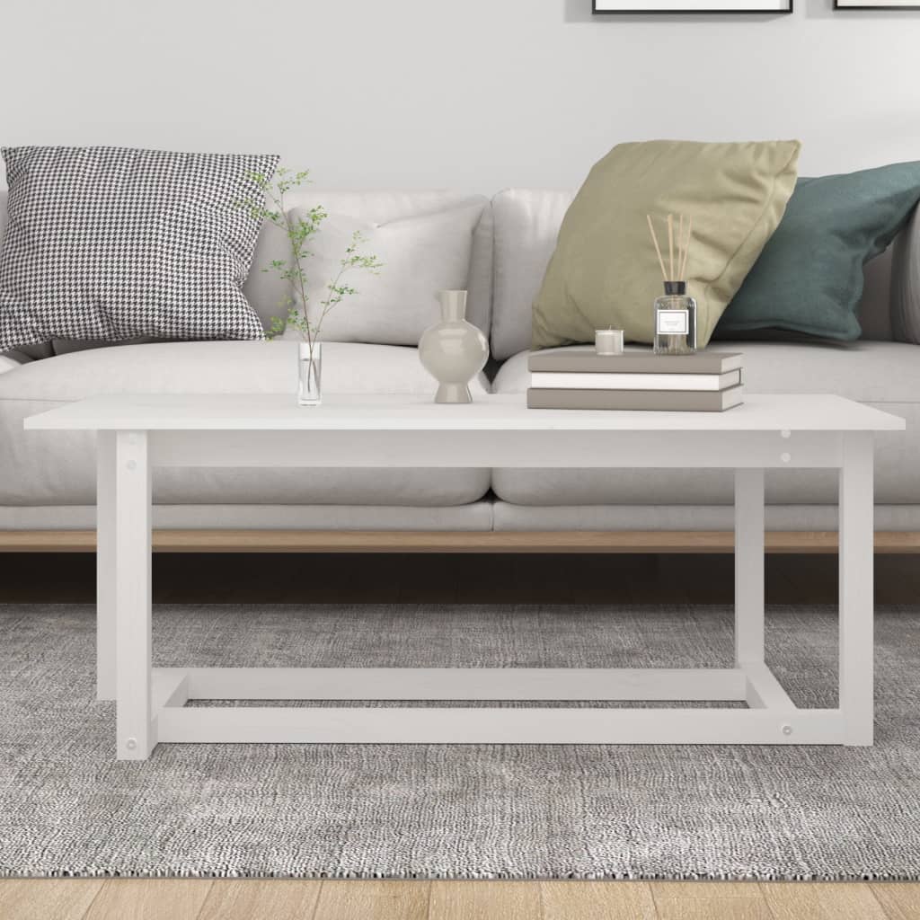 Stolić za kavu bijeli 110 x 55 x 45 cm od masivne borovine