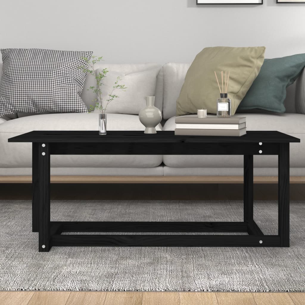 Stolić za kavu crni 110 x 55 x 45 cm od masivne borovine