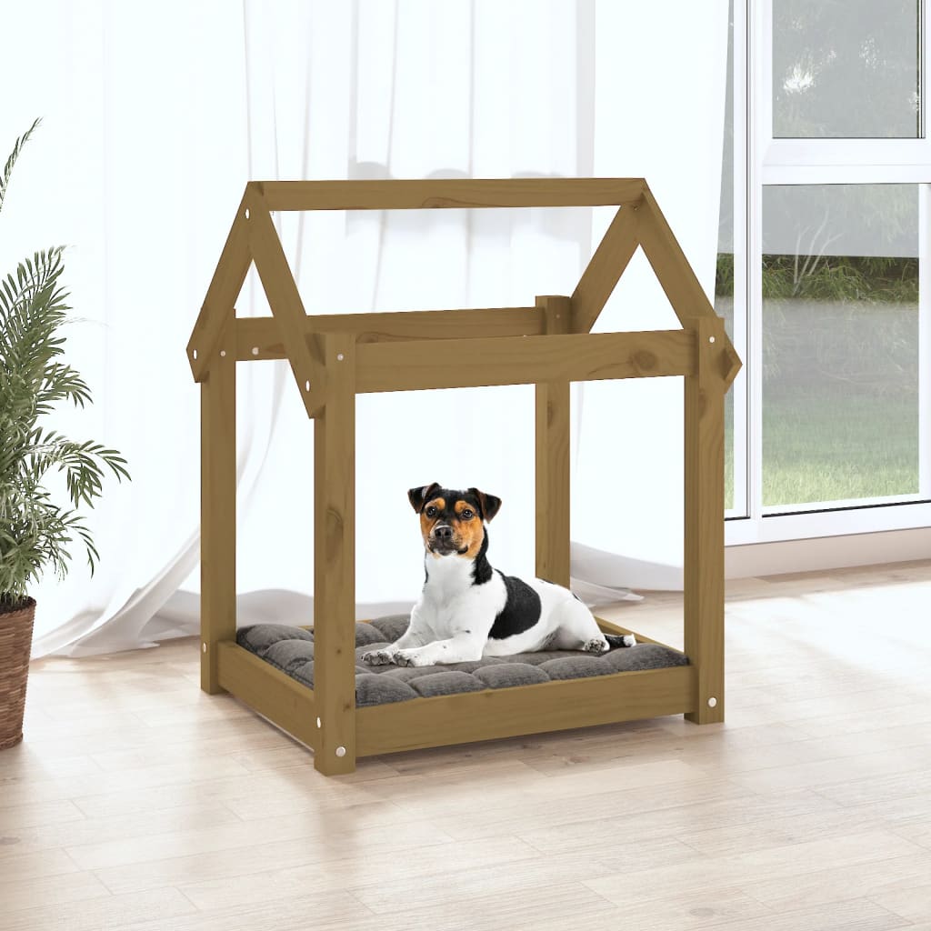 Krevet za pse smeđa boja meda 61x50x70 cm od masivne borovine