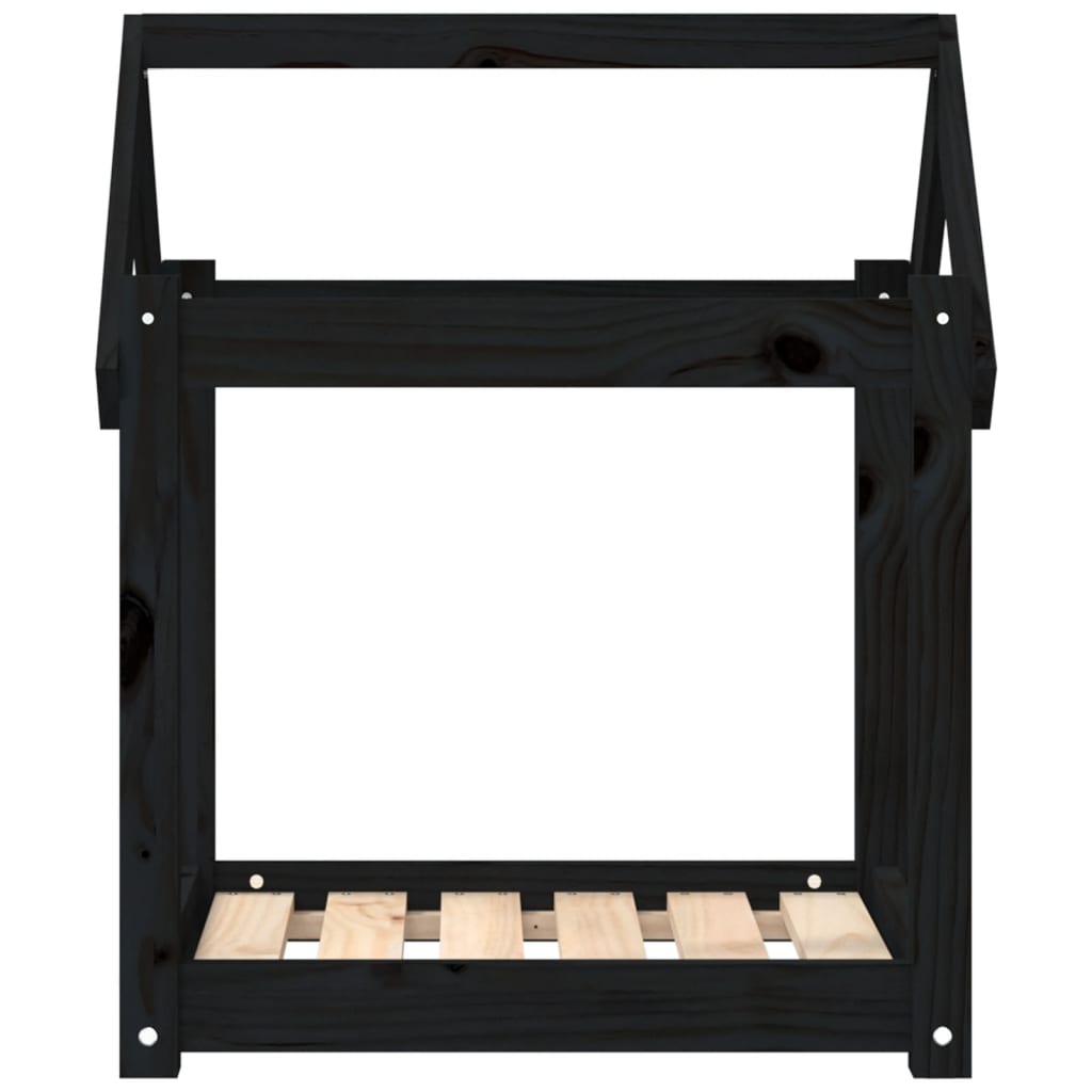 Krevet za pse crni 61x50x70 cm od masivne borovine