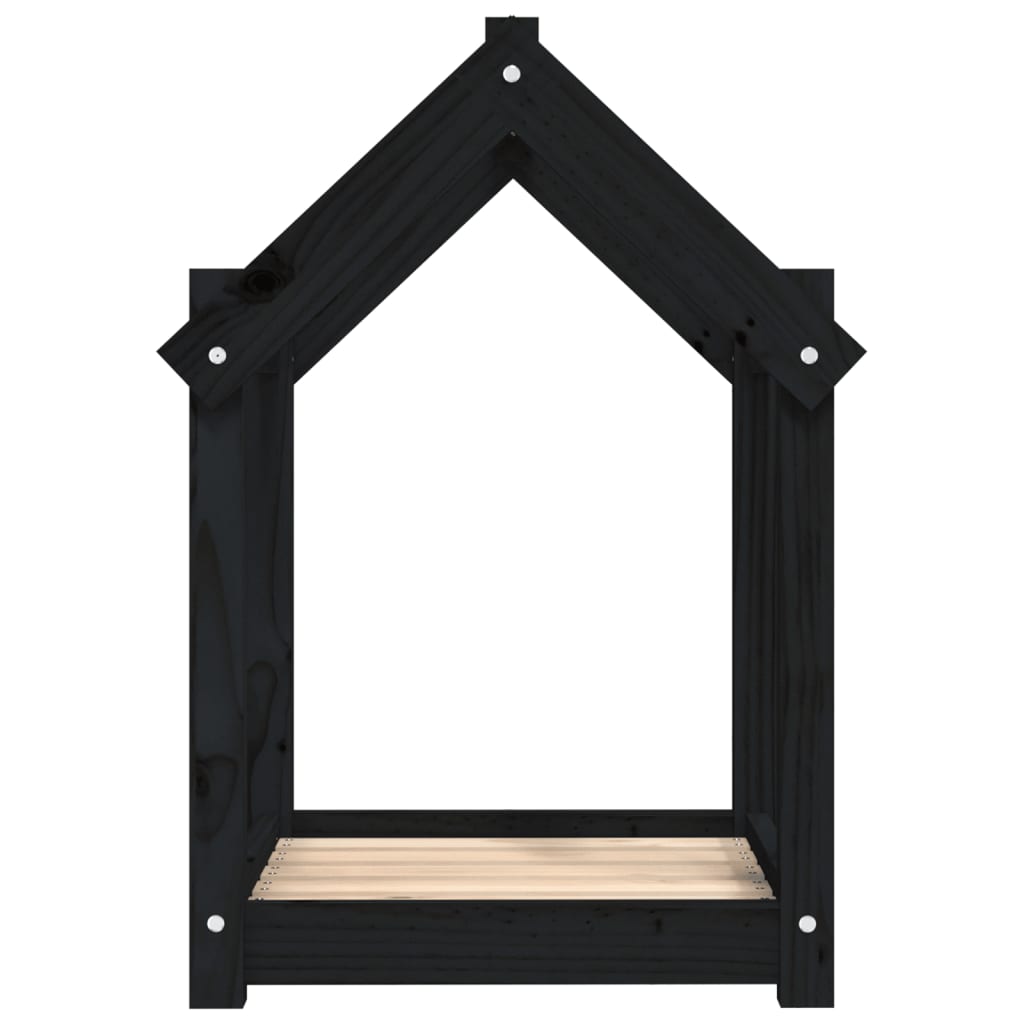 Krevet za pse crni 61x50x70 cm od masivne borovine