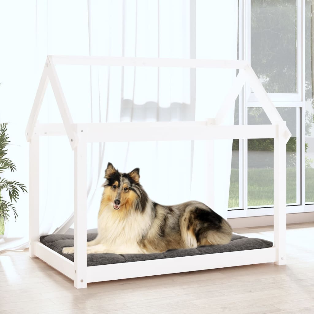 Krevet za pse bijeli 101x70x90 cm od masivne borovine