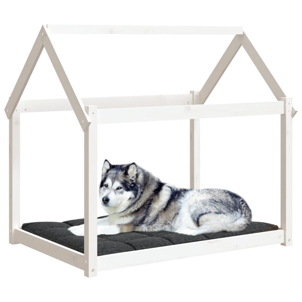 Krevet za pse bijeli 111x80x100 cm od masivne borovine