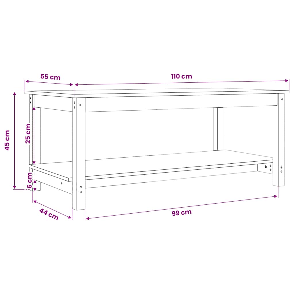 Stolić za kavu sivi 110 x 55 x 45 cm od masivne borovine