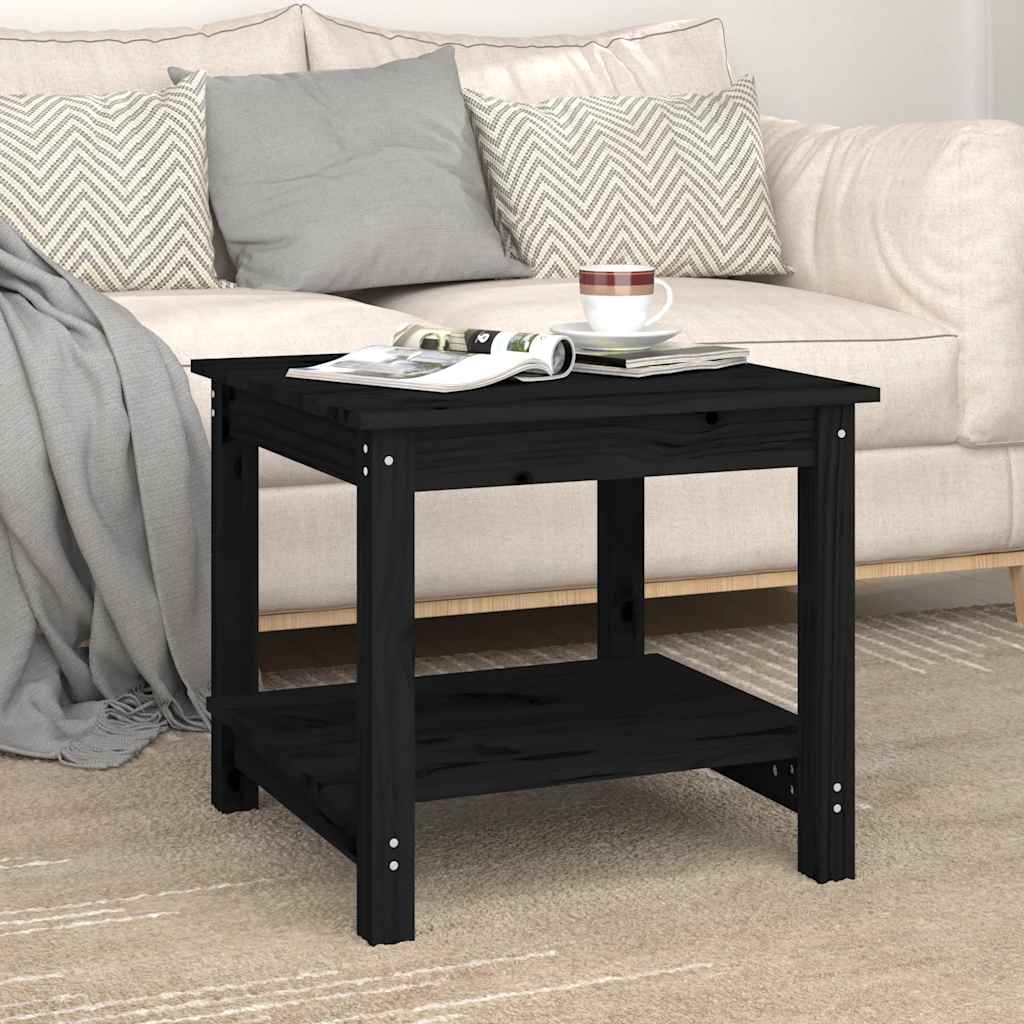 Stolić za kavu crni 50 x 50 x 45 cm od masivne borovine
