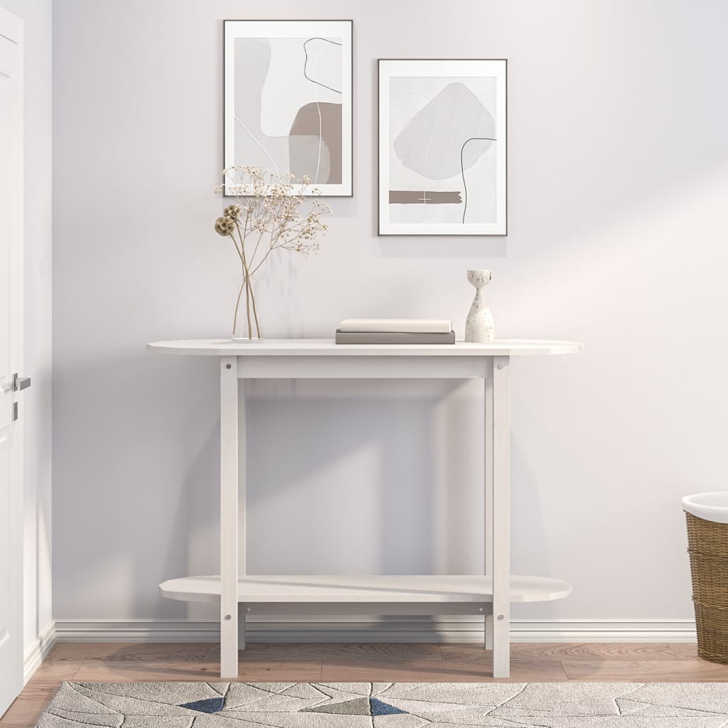 Konzolni stol bijeli 110 x 40 x 80 cm od masivne borovine