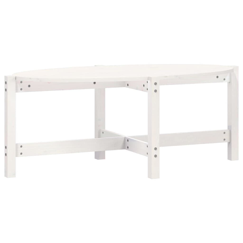 Stolić za kavu bijeli 118 x 63 x 45 cm od masivne borovine