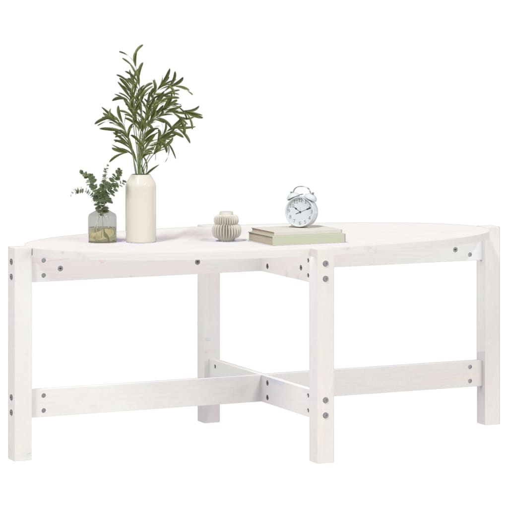 Stolić za kavu bijeli 118 x 63 x 45 cm od masivne borovine