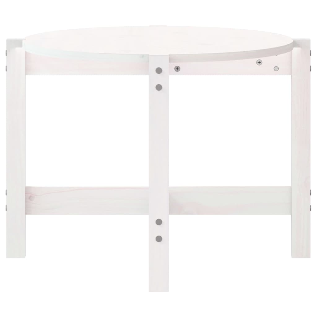 Stolić za kavu bijeli 118 x 63 x 45 cm od masivne borovine