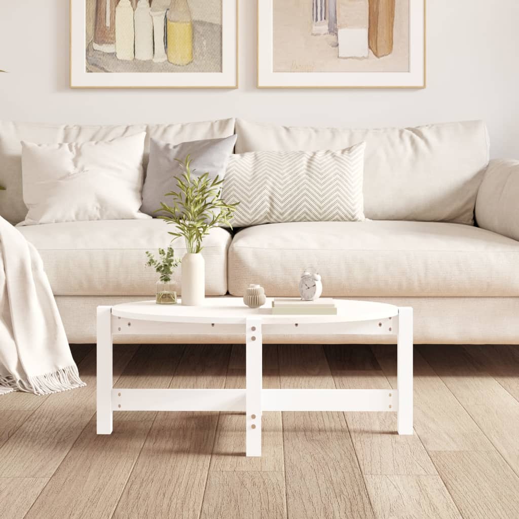Stolić za kavu bijeli 87 x 48 x 35 cm od masivne borovine