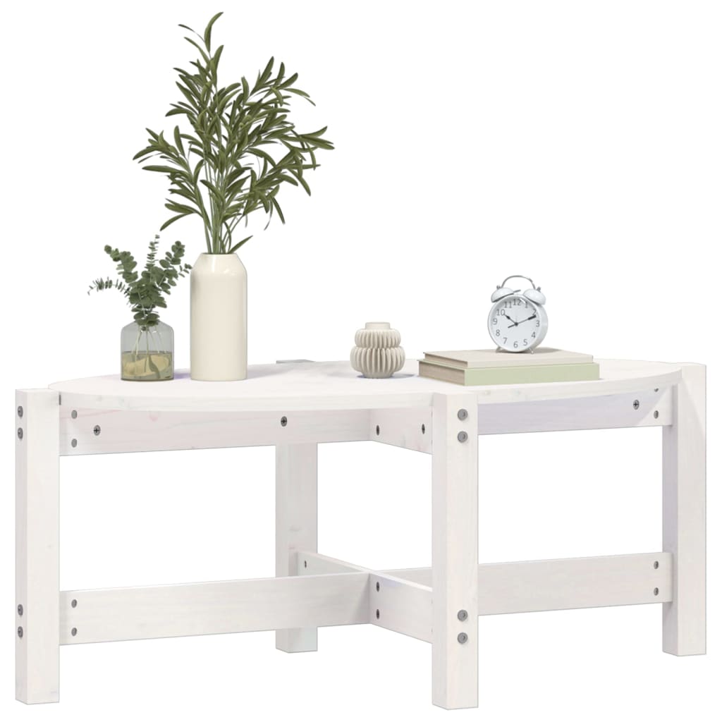 Stolić za kavu bijeli 87 x 48 x 35 cm od masivne borovine